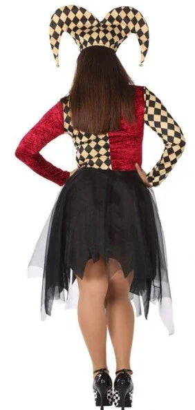 Disfraz de Arlequín Dorado y Rojo para Mujer Arlequines y Bufones Atosa